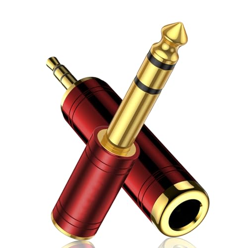 2-Pack Headphone Adapter Kit 3.5mm to 1/4 Adapter | 1/4 to 3.5mm Converter, Audio Jack, Microphone, Guitar Amp, Karaoke, Home Theater, A/V Receivers, Stereo Headphones - style: 3.5mm + 6.5mm