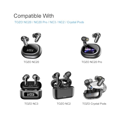 Klowcok Replacement Foam Ear Tips for TOZO NC20/ NC20 Pro/ NC3 Earbuds