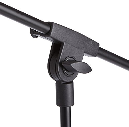Amazon Basics Sturdy Portable Microphone Boom Arm Stand, Height Adjustable with Cable Management, Foldable Tripod Base, Up to 85.75", Black