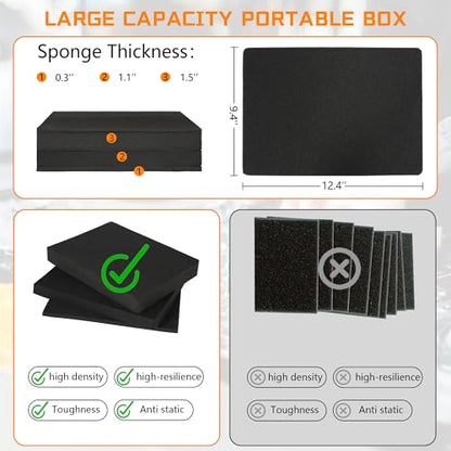 13 Inch Hard Carrying Storage Case | Ideal for Microphone & Camera Gear Transportation, DJ Mixer Case with Customizable Pre-Diced Foam, 13 X 10 X 5.5 Inch, Black - size: Inner：12.5''X 9.5''X 5.1''