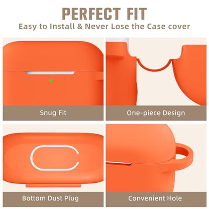Hamile Compatible with AirPods Pro Case Protective Silicone Airpod Case Shockproof Cover Skin for Airpod Pro 2019 Charging Case, with Keychain, Orange - color: Orange