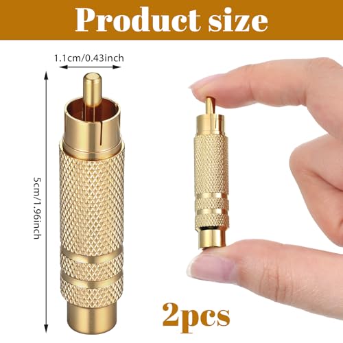 RCA to 1/4 Inch Adapter, Gold Plated RCA Male Plug to 6.35 mm 1/4 Inch TS Female Audio Converter RCAMale Plug Adapter for Speaker, Microphones, Guitars and Various Audio Equipment, 2 Pack