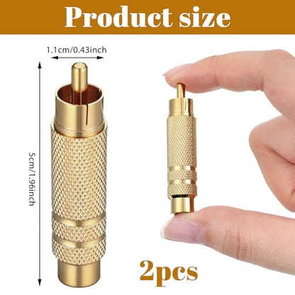 RCA to 1/4 Inch Adapter, Gold Plated RCA Male Plug to 6.35 mm 1/4 Inch TS Female Audio Converter RCAMale Plug Adapter for Speaker, Microphones, Guitars and Various Audio Equipment, 2 Pack