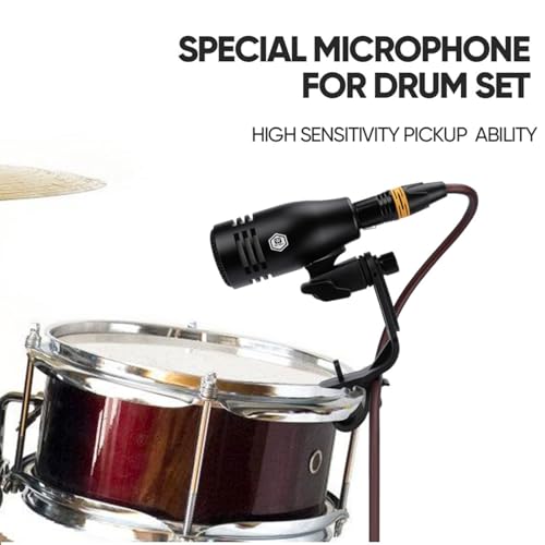 W IN-MIX 7 Piece Wired Dynamic Drum Mic Kit (Whole Metal)- Kick Bass, Tom/Snare & Cymbals Microphone Use for Drums, Vocal, Other Instrument Complete with Thread Clip, Mics Holder