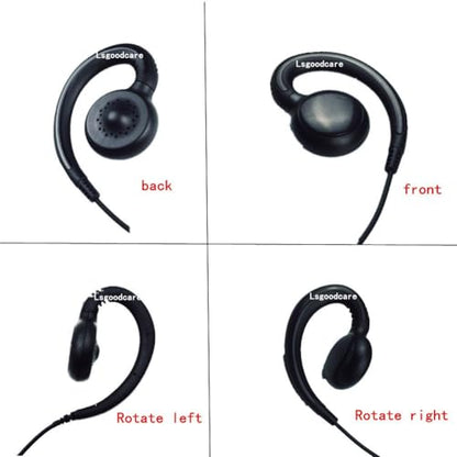 Lsgoodcare 2 Pin Swivel Earpiece Earhanger Earhook Headset with 180 Degree Swivel Earphone (PTT and Mic) Compatible for Motorola CLS1410 CP200 CP88 CP100 CP040 Walkie Talkie 2 Way Radio, (2pcs)