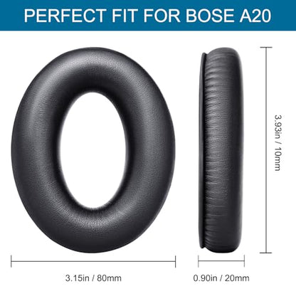 Renew A20 Ear Pads Replacement Kit, Ear Cushion Headband Microphone Cover | Refresh Kit with Windscreen Pad for Bose Aviation A20 Headset (Black)