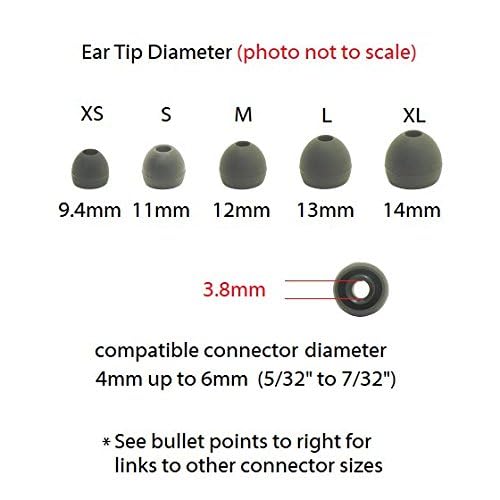 Earphones Plus 6 Pr Black Medium Ear Tips Replacement Ear Tips for in Ear Earbud Earphones - size: Medium