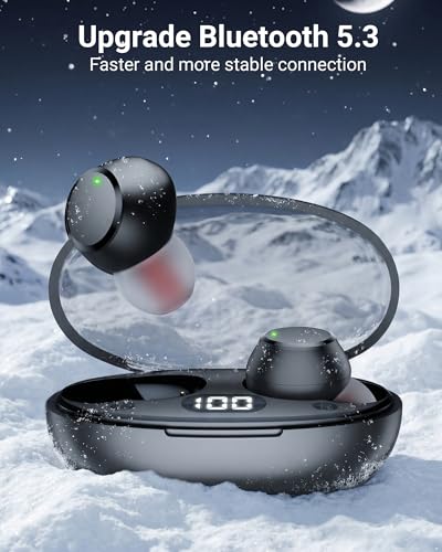 Wireless Earbuds Bluetooth 5.4, Mini Earbuds with LED Power Display, IPX8 Waterproof Headphones with Built-in Mic, Ultra-Light Stereo Earphones for Sports, Gym, Running, Workout