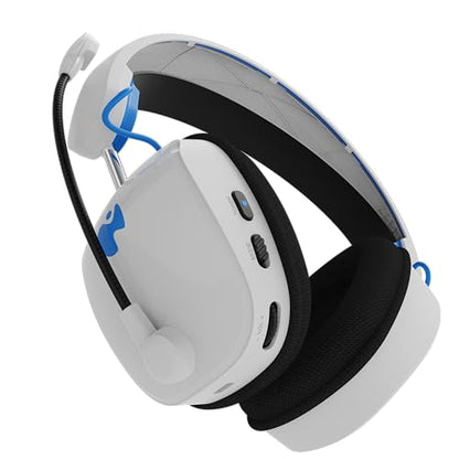 PDP Phantom Air Dual-Mode Wireless Gaming Headset for PlayStation: PS5, PS4, PC, Bluetooth Compatible, Rechargeable 35-Hour Battery, 50mm Drivers, On-ear Headphone Controls, Officially Licensed, White - color: White, style: PlayStation