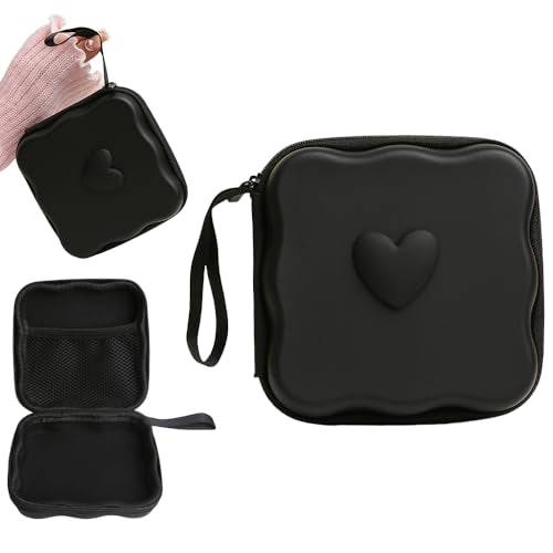 Charger Cover Storage Bag, Lovely 3D Love Heart Waves Design Charger Protector Travel Storage Case, Earphone Wire Saver Cable Cord Organizer Wireless Earphone Storage Box, Black Love - color: Black Love