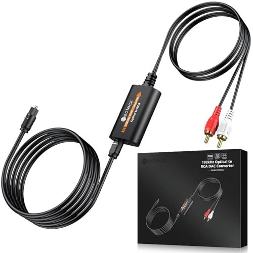 Neoteck 192kHz DAC Converter 7ft/2.1m Optical to RCA Cable | SPDIF to RCA Digital to Analog Converter for HDTVs Set-Top Boxes DVD/Blu-Ray Players-Male Output
