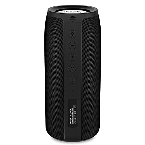 Musibaby M88 Bluetooth Speaker, 40H Playtime, Deep Bass, Black | Compact rechargeable speaker with deep bass, 30H playtime, USB/AUX/TF playback and dual pairing for home or travel. - color: Black