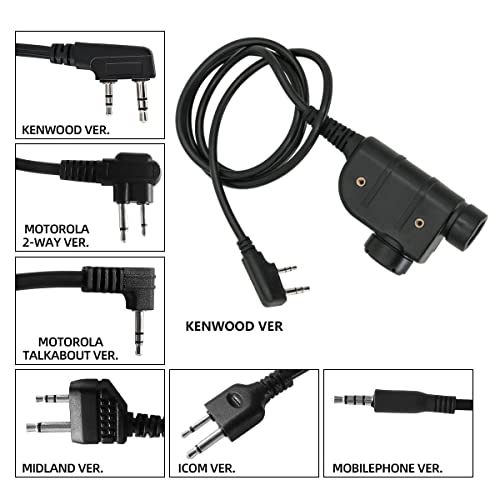 Tactical U94 PTT 2Pin, Push to Talk for UV-5R Series | Civilian Connector for COMTA Headset,Clothing Clip Design,Lightweight Cable - style: SY