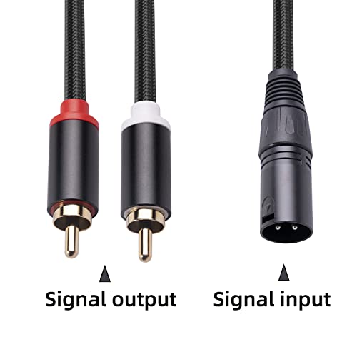 (3FT) Dual RCA to XLR Male Y Splitter Patch Cable, Unbalanced 2 RCA/Phono Plug to 1 XLR Splitter Duplicator Lead Y-Cable Adapter - size: 3 ft