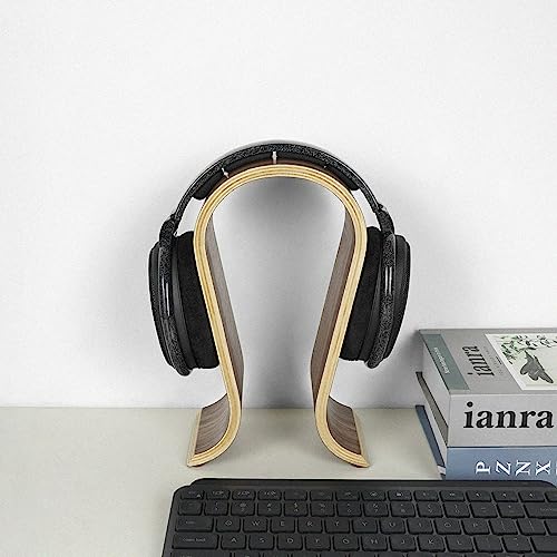 Linkidea Wooden Headphone Stand, Omega Headset Holder Desk Display Hanger for Over-Ear Gaming Headphones Compatible with Audio-Technica, Bose, AKG, Sennheiser, Beats, Sony