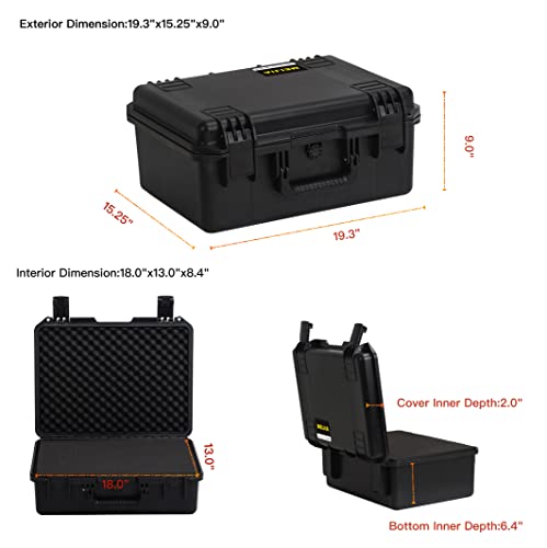 MEIJIA Premium Waterproof Hard Camera Case,Hard Protective Case with customizable fit foam,Full Protection with Light&Convenient Design,Elegant Black (19.3"x15.25"x9.01") - size: 19.3"x15.25"x9.01"
