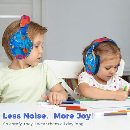 Kids Ear Protection Safety Ear Muffs, NRR 25dB Noise Reduction Children Earmuffs, Hearing Protectors for Sleeping, Studying, Airplane, Concerts, Fireworks-Blue Painting with Blue Band - color: Blue Band Blue Painting