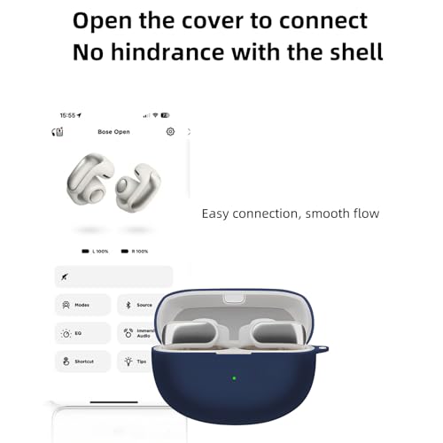 [3 in 1] TSVSXS Silicone Case Compatible with Bose Ultra Open Earbuds, Soft Protective Cover for Bose Open Ear Wireless Earbuds with Cleaning Kit Keychain - color: Blue
