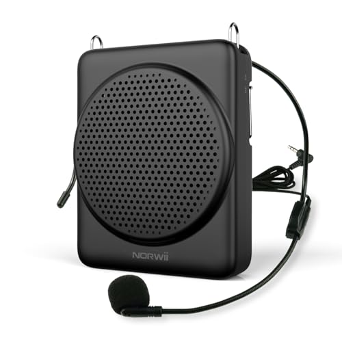 Mini Voice Amplifier with Microphone Headset, Portable Speaker with Mic | Quick Charging Amplifier, Wired Headset Microphone with Speaker for Teachers, Training, Meeting, Tour Guide, Yoga, Classroom - color: Black