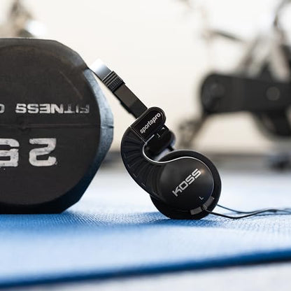 Koss Sporta Pro On-Ear Headphones, Black, Retro 90s Style, Wired Plug | Unique Folding Design, 3.5mm Jack