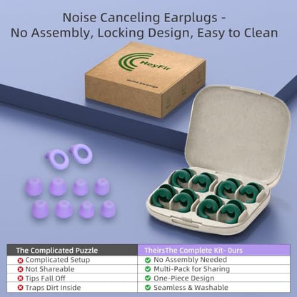 Noise Cancelling Ear Plugs Sleep 50dB NRR Side Sleep Small Ear | ultra soft silicone, reusable one-piece design, 4 sizes included, portable case - color: Dark Green