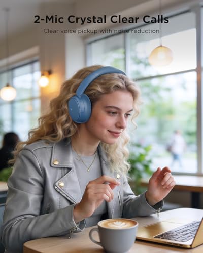 TALIX H30 Hybrid Active Noise Cancelling Headphones, 110H Playtime Hi-Res Audio Bluetooth 6.0 Wireless Over Ear ANC Headphones for Commute/Travel (Blue) - color: Blue