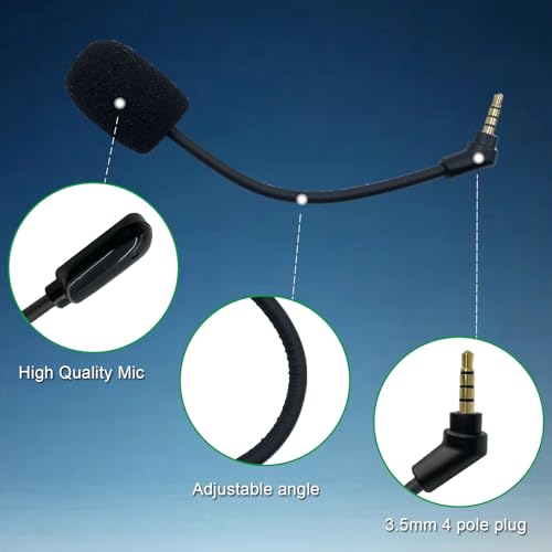 Replacement Game Mic Boom for Kingston HyperX Cloud Flight/Flight S Wireless Gaming Headset Noise Cancelling Microphone for PS4 PS5 Computer PC Gaming Headsets 3.5mm Jack