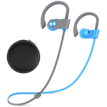 Bluetooth 5.3 Headphones, Wireless Sports In-Ear Earbuds IPX7 Waterproof | 16 Hours Playtime, Sweatproof Stereo Earphones with MIC, Noise Cancelling Headsets for Gym Running Workout, Clear Sound - color: Blue
