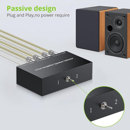 LiNKFOR 2-Way Speaker Switcher, Bidirectional 2 in 1 Out / 1 in 2 Out