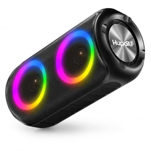 Hupoaf Bluetooth Speaker, 2026 New Portable Wireless Speaker IP7 Waterproof | 6D Loud Sound, HD Call, RGB Lights, 12H Playtime for Home/Party/Outdoor/Beach, Electronic Gadgets, Birthday Gift - color: A-Black