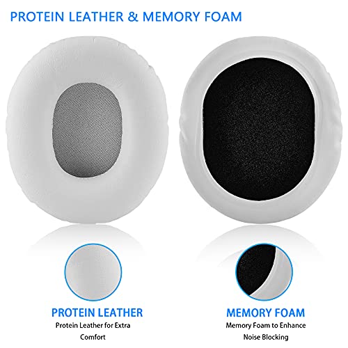 Replacement Earpads for Audio-Technica ATH M50X M40X M30X M20X Professional Studio Monitor Headphones with Protein Leather & Memory Foam Ear Cushions (White) - color: White