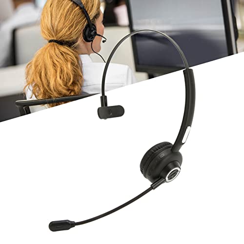 Wireless Headset with Mic, Single Ear Trucker Bluetooth Headset with Charging Base, for PC Laptop Phone Tablets