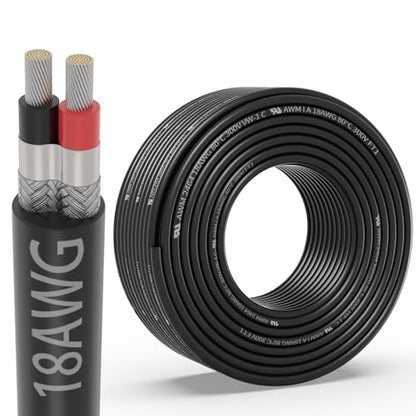18 Gauge 2 Conductor Shielded Wire 25FT, UL2464 18 AWG 2 Shielded Cable | Tinned Copper Stranded 18/2 CNC Wires for CNC VFD Spindle, Stepper Motor, 3D Printer, Sound, Speaker, Signal Transmission - size: 25FT, style: 18AWG-2C