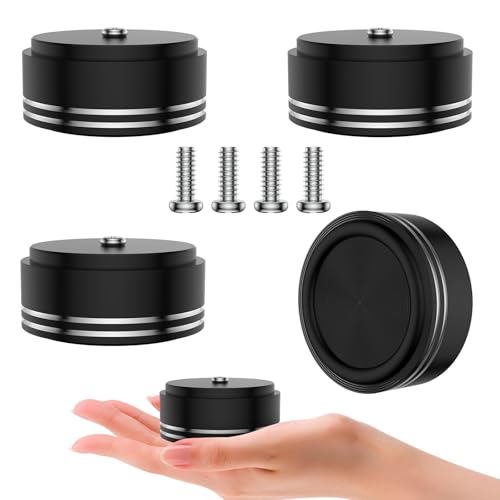 Audiocrast HiFi Speaker Spikes Isolation Stand Feet Pads Aluminum 39x17mm Black Speaker Shock Absorber Vibration Dampener Floor Protector Resonance Reducer for Audio Subwoofer CD DVD Amplifier DAC