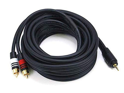 Monoprice Audio Cable - 25 Feet - Black | Premium Stereo Male to 2 RCA Male 22AWG, Gold Plated - size: 25ft, style: Single Pack