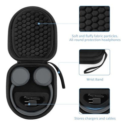 Yinke Hard Case for Sony WH-CH510 /JBL Tune 510BT Headphone, Travel Protective Cover Storage Bag (Black - color: Black