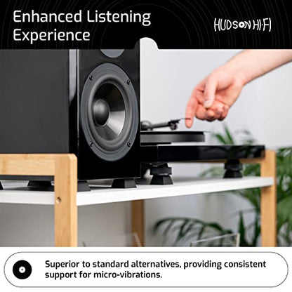 Block Silicone Isolation Feet – 4-Pack Non-Adhesive Subwoofer Isolation Pads w/ 37.5 lbs Capacity – Pads for Small Speakers, Speaker Spikes & Turntable Isolation Pads for Reduced Vibration & Resonance