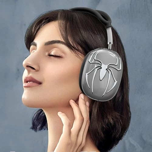 [4 in 1] Case Cover for AirPods Max 2/1 (2026/2024/2020) Ear Pad Case Cover/Headband Cover/Ear Cups with 3D Spider Chrome Emblems Badges for Apple AirPods Max Headphones (Black Case Sets) ﻿ - color: Black Case Sets