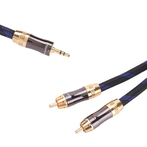 HiFi Dual Shielded (OD 8.0mm) 3.5mm AUX to 2 RCA Audio Adapter Cable (6.6FT) - size: 6.6FT