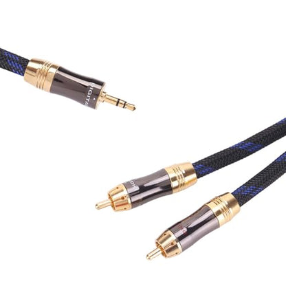 HiFi Dual Shielded (OD 8.0mm) 3.5mm AUX to 2 RCA Audio Adapter Cable (6.6FT) - size: 6.6FT