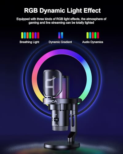 COMICA Ejoy Uni(D) USB Gaming Microphone with Noise Reduction, RGB Lights - color: Black