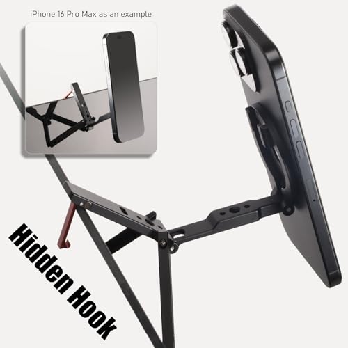 Magnetic Tripod Stand for iPhone - 1/4" Screw Coldshoe & Rail Hook (Black) | Aluminium,Ultra-Compact,Strong Magnetic Table Tripod,for iPhone Series Magasfe Cases Quick Attach
