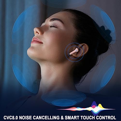 Wireless Earbuds, Bluetooth 5.4 Ear Buds, LED Power Display, 6D Bass Stereo | 4 ENC Noise Cancelling Mic, HiFi Stereo, In-Ear Headphones, 40H Playback Mini Case, IP7 Waterproof Sports, for Android iOS - color: Pink