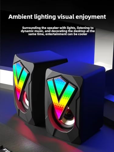 2 Piece Set Computer Subwoofer, Computer Speakers for Desktop Pc, USB-Powered with Volume Control for Desktop or Laptop PC, Compact Size, Headphone Jack, Portable, Plug-N-Play