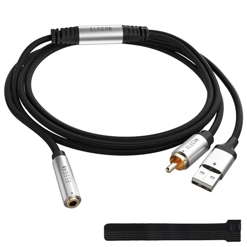 Elecan DAC 192kHz Unidirectional S/PDIF Coaxial RCA Male to 3.5mm AUX Female Converter Cable 2 Ft, Digital to Analog Audio Adapter USB Powered, Hi-Fi Stereo for TV Blu-Ray Speaker Headphone +Ties - size: 2FT, style: RCA to Female Aux
