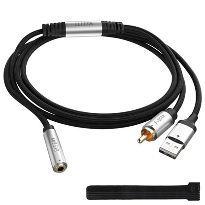 Elecan DAC 192kHz Unidirectional S/PDIF Coaxial RCA Male to 3.5mm AUX Female Converter Cable 2 Ft, Digital to Analog Audio Adapter USB Powered, Hi-Fi Stereo for TV Blu-Ray Speaker Headphone +Ties - size: 2FT, style: RCA to Female Aux