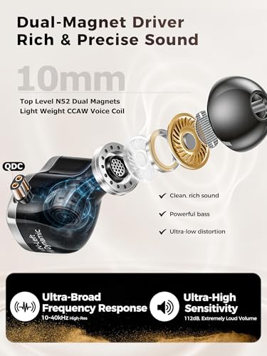 USB C Wired Earbuds IEM Headphones with Mic, HiFi Loud Earphones | detachable cable, loud, comfort, secure fit, noise cancelling, clear calls, durable, sport, running, for phone laptop tablet