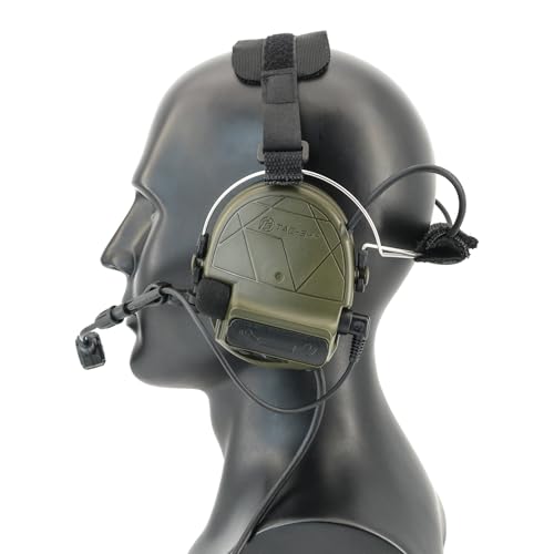 HEARFALCOM Tactical Headset C5 PRO Headphones with Mic Noise Cancelling for kenwoo Two-Way Radio for Airsoft CS Gaming - color: Green