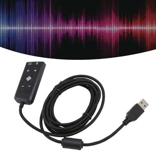 USB to 3.5mm Jack Audio Adapter, External Stereo Sound Card with Headphone and Microphone Jacks, Volume Control, LED Indicator, for PC for Cloud II