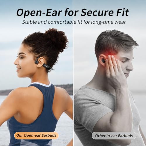 CXK Bone Conduction Headphones, Open Ear Headphones Bluetooth 6.0 with Mic | Balanced Audio, 10H Playtime, IPX6 Waterproof, Secure Fit Bone Conduction Earbuds for Workouts - color: Black
